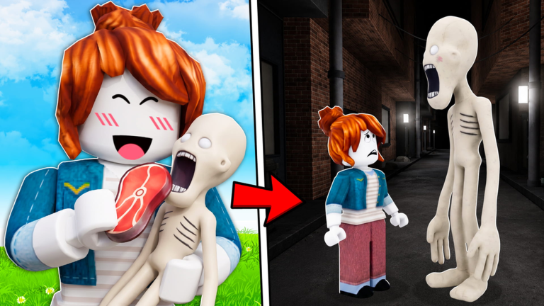 Official Raise an Anomaly artwork of feeding a pale baby steak so it grows into a hallway adult